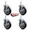 Service Caster 5 Inch Black Polyurethane Wheel Swivel 34 Inch Threaded Stem Caster Set with Brake SCC SCC-TS20S514-PPUB-BLK-TLB-34212-4 - alternate 2